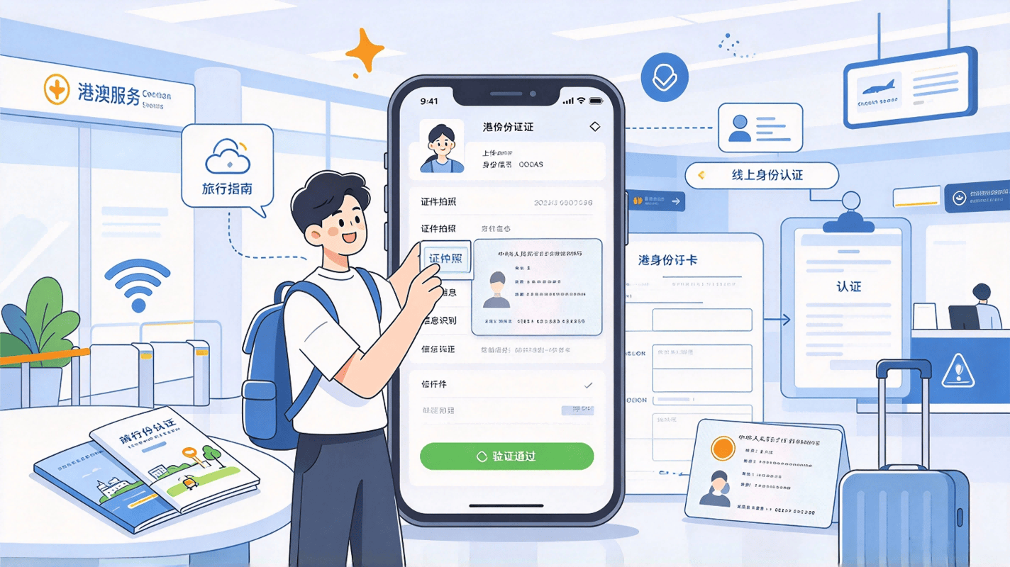 卡通风格港澳通行证线上认证图.png
